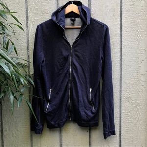 H&M navy & silver ruched full zip hoodie jacket